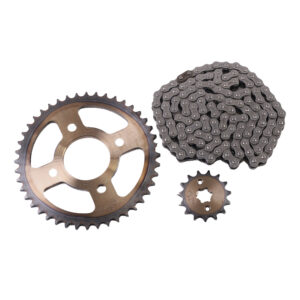 زنجیر و دنده موتور سیکلت مدل 428H-128L مناسب برای پالس 180cc مجموعه 3 عددی