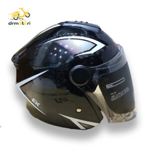 کلاه کاسکت EK بدون فک عینک دار مشکی